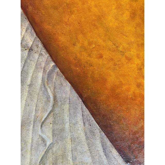 Textile Contemporary Oil Painting, Yellow Earth Tones, Ancient Inspired "Yellow Urn" For Sale - Image 7 of 8