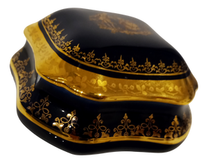Vintage Limoges Porcelain Jewelry Box, 1940, Set of 2