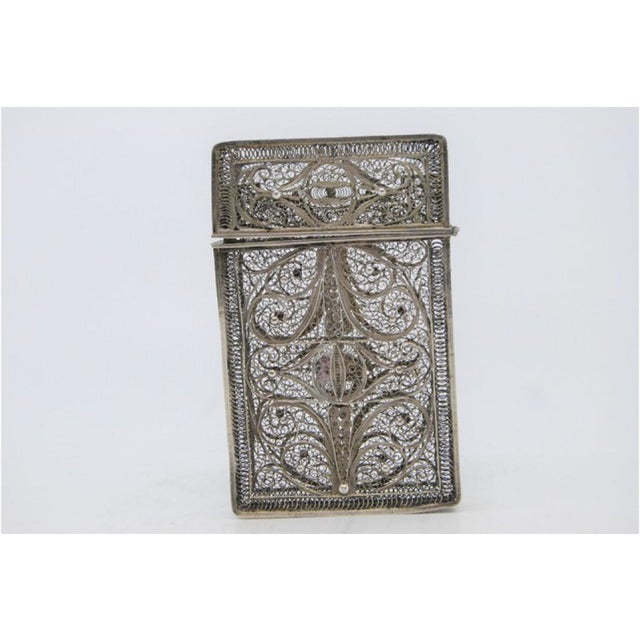 Metal Vintage Filigree Silver Cartoneira For Sale - Image 7 of 9