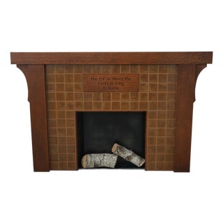 Stickley Tiled Mission Oak Fireplace Mantle For Sale