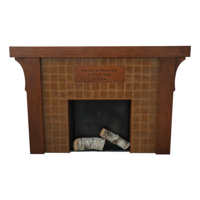 Stickley Tiled Mission Oak Fireplace Mantle For Sale