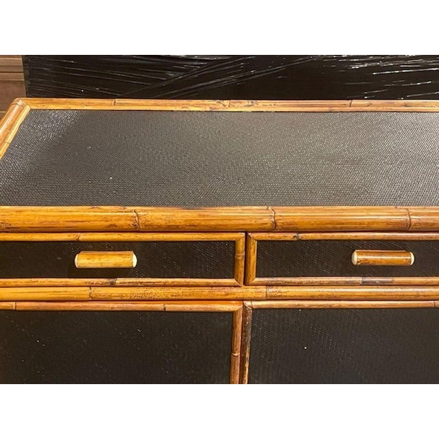 Wood Vintage Italian Black Rattan Sideboard For Sale - Image 7 of 8