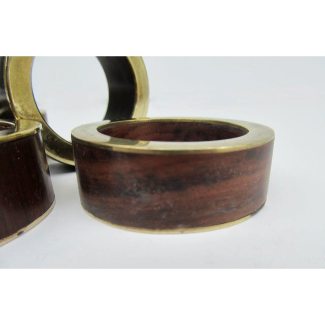 1960s C.1960's Mid-Century (India)-Mahogany and Brass Napkin Rings -Set of 4 For Sale - Image 5 of 5