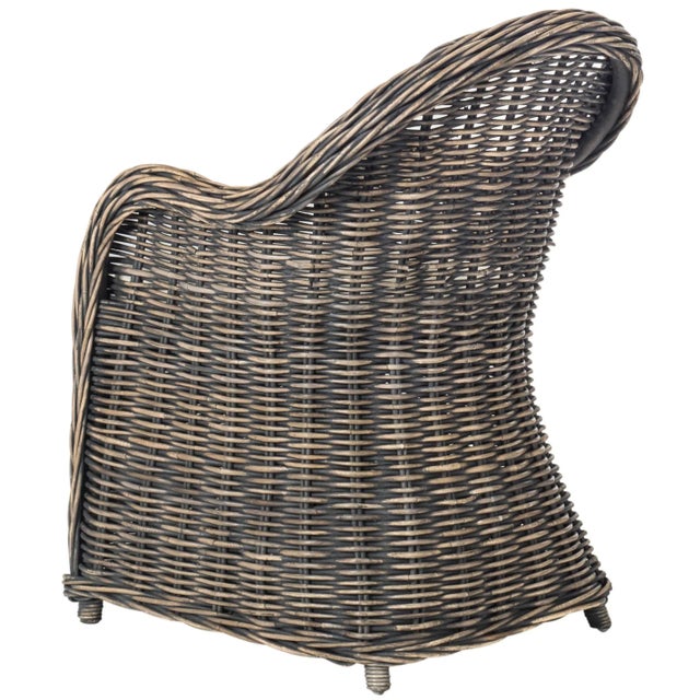 Wicker Club Chair in Black Wash For Sale - Image 4 of 7