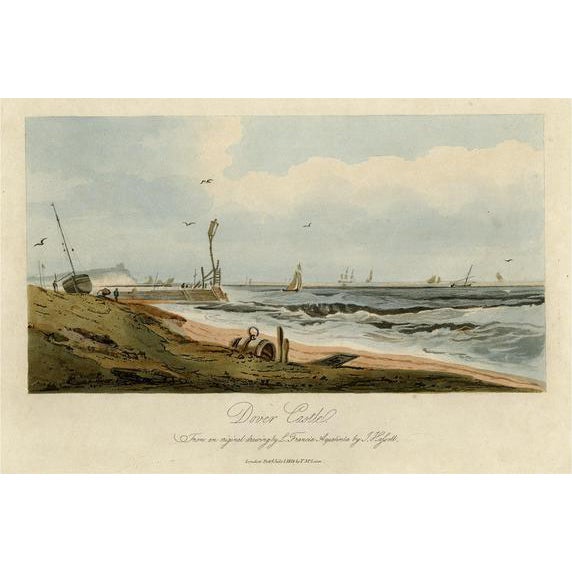 After L. Francia, View of Dover Castle Atop the Cliffs in the Background, England, 1818, Print For Sale