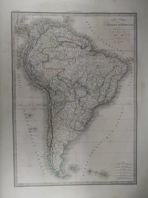 Antique Map of South America in 1838 "Amérique Méridionale" an Original 1838 First Edition of a Pierre M. Lapie Map