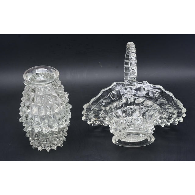 Set of 2 Ercole Barovier Rostrato Murano Italian Glass Vase for Barovier & Toso For Sale - Image 9 of 13