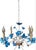Metal Vintage Small 4 Light Tole Newly Hand Painted Blue White Chinoiserie Rose Leaf Chandelier For Sale - Image 7 of 9