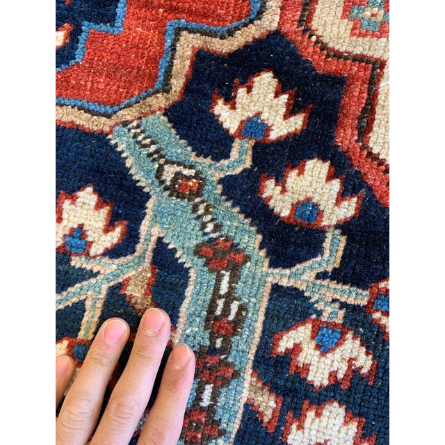 Antique Persian Heriz DREAM in Rare Lattice Design Rug 9.2 x 11.6 For Sale - Image 9 of 11