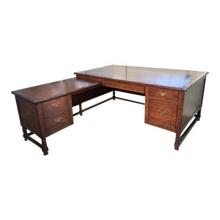 Two Piece L-Shaped Executive Desk For Sale
