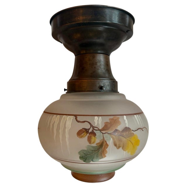 1920s Circa 1920’s Acorn and Oak Leaves Ceiling Light Fixture For Sale - Image 5 of 6