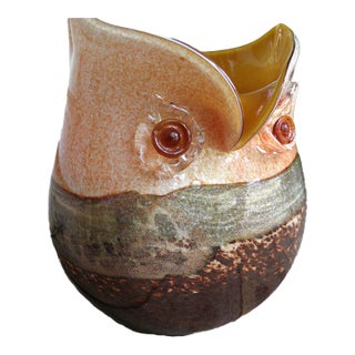 Art Glass Hand-Blown Ombré Owl Vase For Sale
