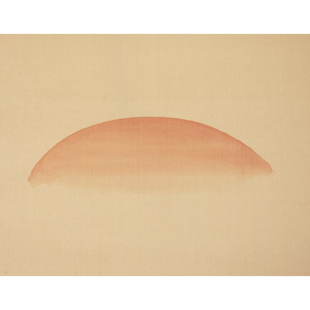 "Two Cranes and the Sun", Showa Era Japanese Monochrome Silk Scroll Painting For Sale - Image 13 of 18