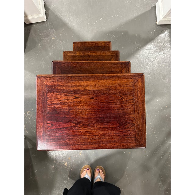 Chinese Antique Hongmu Rosewood Nesting Tables, Set of 4 For Sale In Charlotte - Image 6 of 12