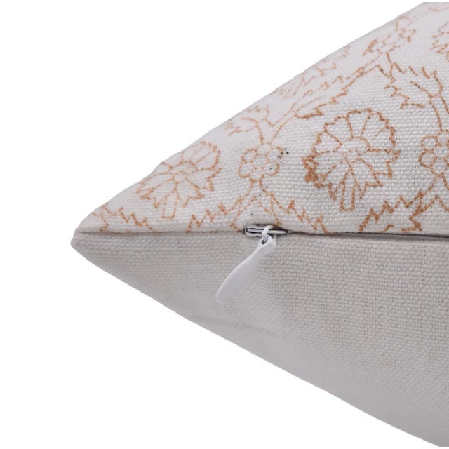 Art Deco Fabdivine Artisan Block Print Throw Pillow Cover 14x20 Inch Thick Cotton White- Shehnaz For Sale - Image 3 of 4