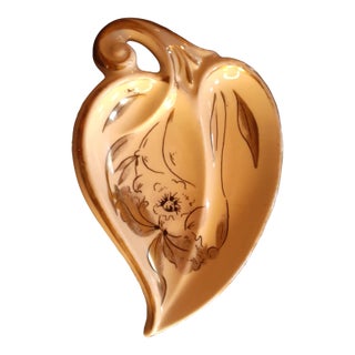 1960s Stouffer Bone China Leaf Trinket Holder For Sale