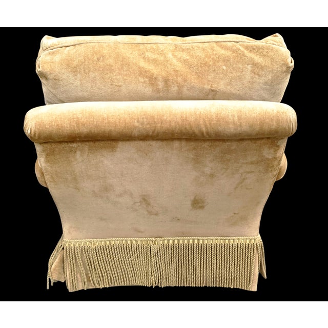 Baker Furniture Company Vintage Baker Furniture Lounge Chair With Skirted Fringe Detailing For Sale - Image 4 of 13