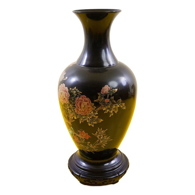 Large Hand-Painted Chinese Resin Vase For Sale
