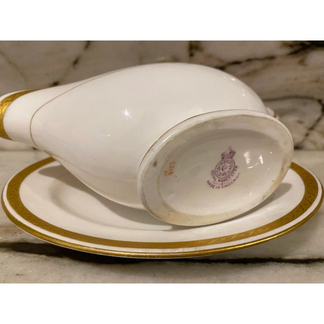 Royal Worcester English White & Gold Saucer W/ Underplate For Sale - Image 4 of 6