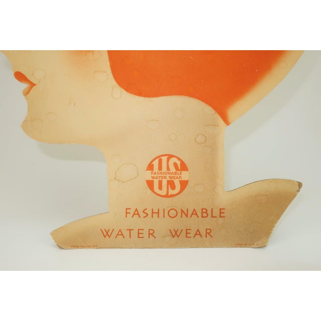 Mid-Century Modern Art Deco Die Cut Lithograph Store Display of Bathing Beauty, c.1930 For Sale - Image 3 of 15