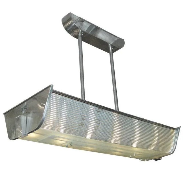 Rectangular Billiard Style Glass Rod and Nickel Chandelier, P. Fargette, 1940 For Sale - Image 10 of 11