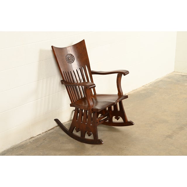 J. Dieudonné Antique Belgian Mission Oak Arts & Crafts Rocking Chair ...