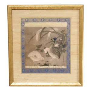 Vintage Tosa Mitsuoki 'Quails & Flowers' Framed Art Print