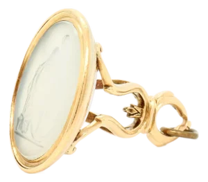 Antique Georgian Hope Allegory 14k Gold & Agate Carved Intaglio Watch Fob Seal