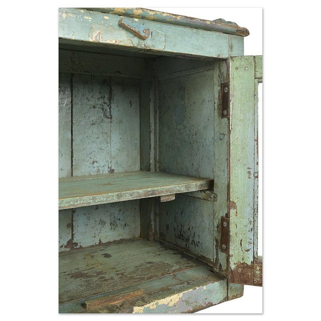 Wood Wooden Display Case with Blue Patina For Sale - Image 7 of 8