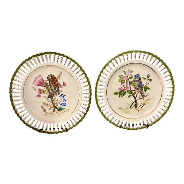 Vintage Porcelain Reticulated Cabinet Plates - A Pair For Sale