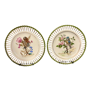 Vintage Porcelain Reticulated Cabinet Plates - A Pair