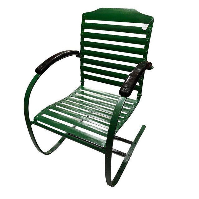 1950s Mid-Century Steel Springer Rocking Outdoor Patio Chair , Pair For Sale - Image 4 of 8