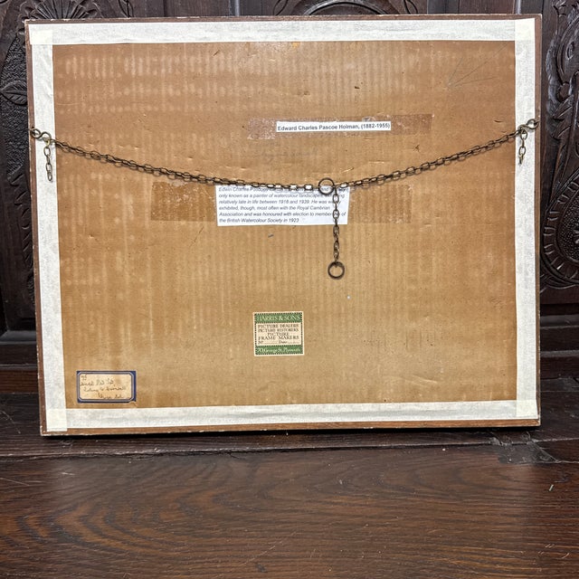 Wood Antique English Landscape Watercolor For Sale - Image 7 of 11