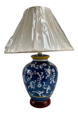 Vintage Chinoiserie Ginger Jar Shaped Blue & White Table Lamp