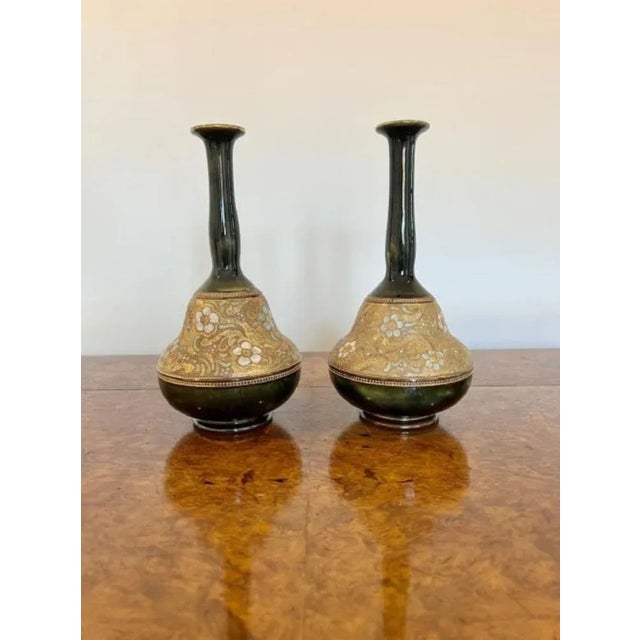 Vases from Doulton, 1880s, Set of 2 For Sale - Image 3 of 4
