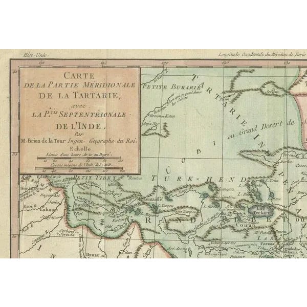 Antique Hand-Colored Map of Tartary and Northern India For Sale - Image 4 of 6