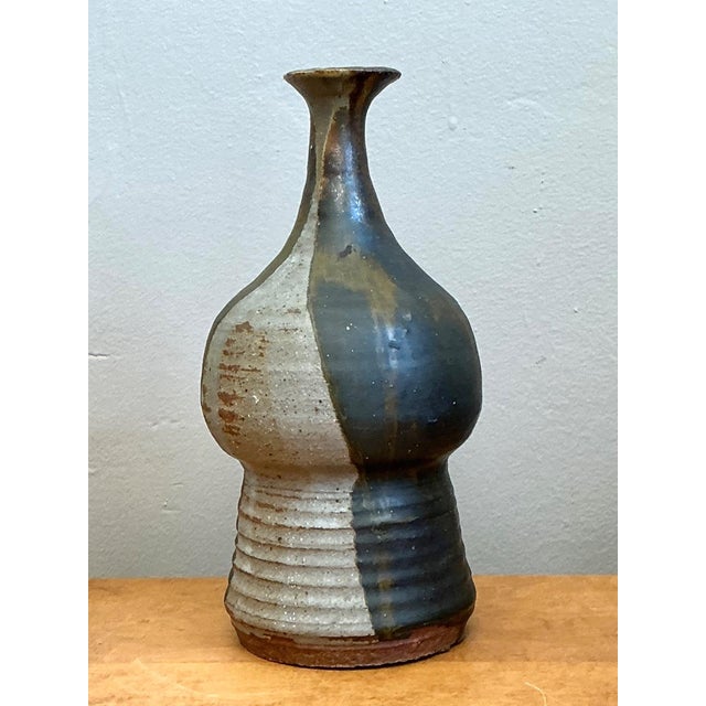 Vintage Textured Studio Pottery Vase For Sale - Image 15 of 17