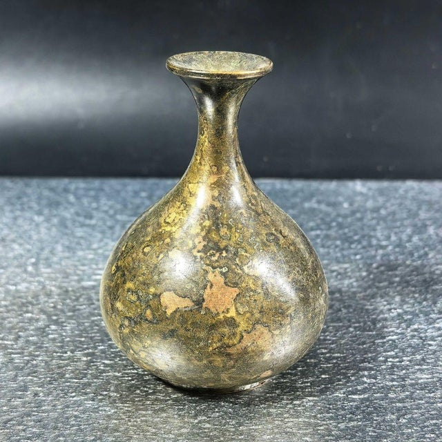 Bronze Vintage Mottled Bronze Vase With Flared Rim and Patina Finish For Sale - Image 8 of 8