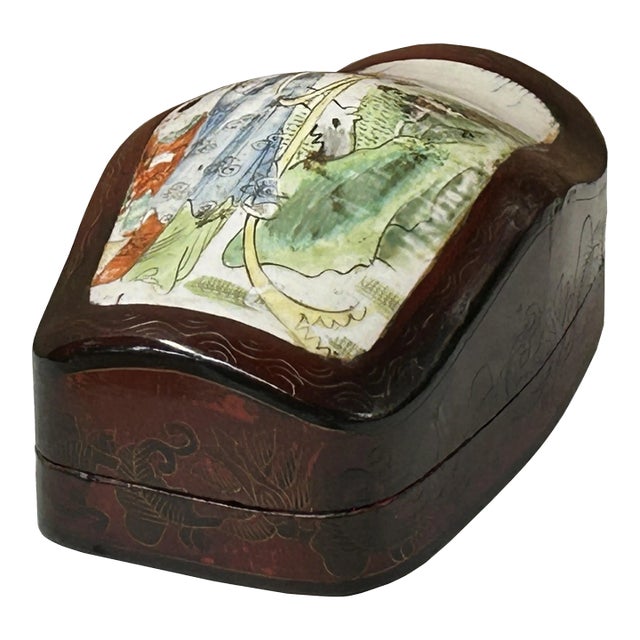 Chinese Old White Base Lady Kid Plant Porcelain Art Lacquer Box For Sale