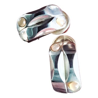 Vintage Ear Clips in Sterling Silver by Maria Berntsen for Georg Jensen, 1990s, Set of 2 For Sale