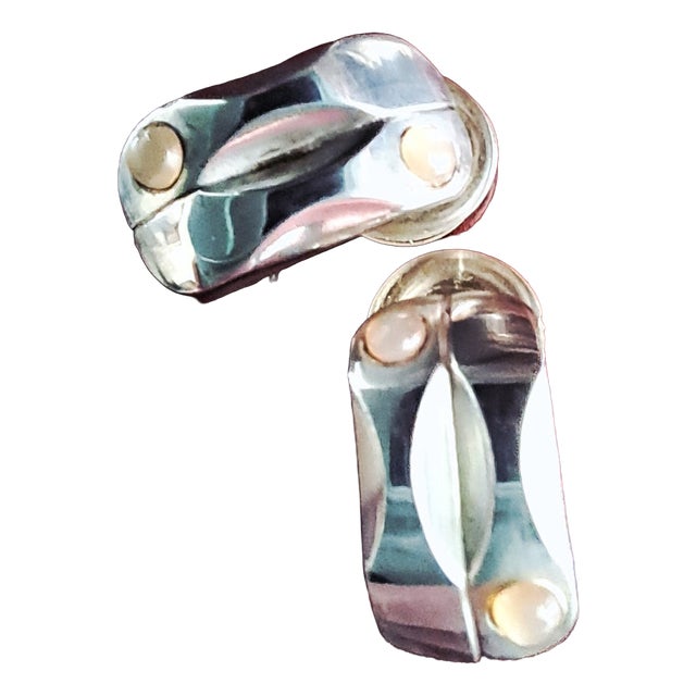 Vintage Ear Clips in Sterling Silver by Maria Berntsen for Georg Jensen, 1990s, Set of 2 For Sale