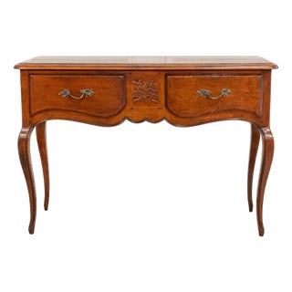 Provençal Walnut Console Table with Two Drawers, Louis XV Style, 20th Century For Sale