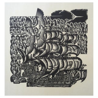 Dainis Rozkalns, Swans, 1976, Linocut For Sale