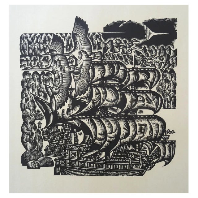 Dainis Rozkalns, Swans, 1976, Linocut For Sale