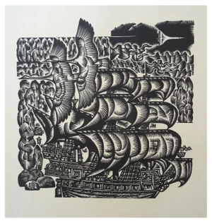 Dainis Rozkalns, Swans, 1976, Linocut