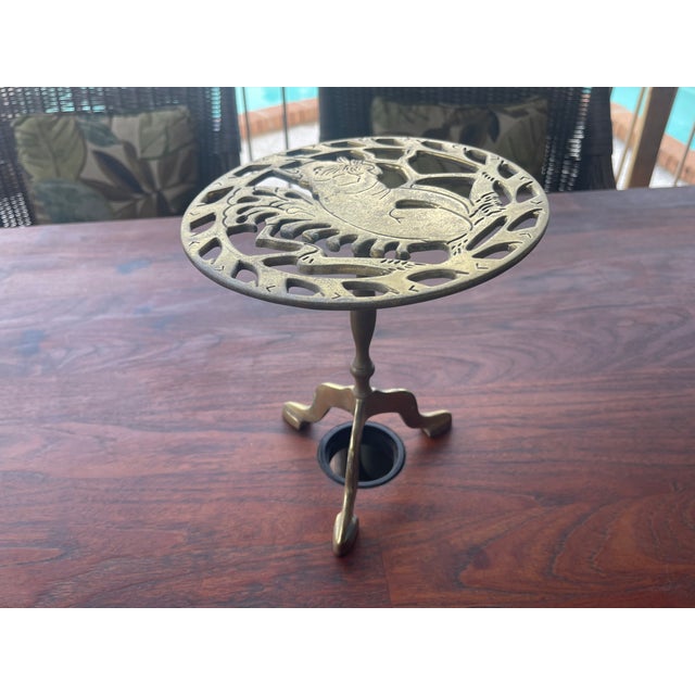 Farmhouse Folk Art Farmhouse Usa Brass Squirrel Design Indoor Outdoor Plant Stand - Rare For Sale - Image 3 of 6