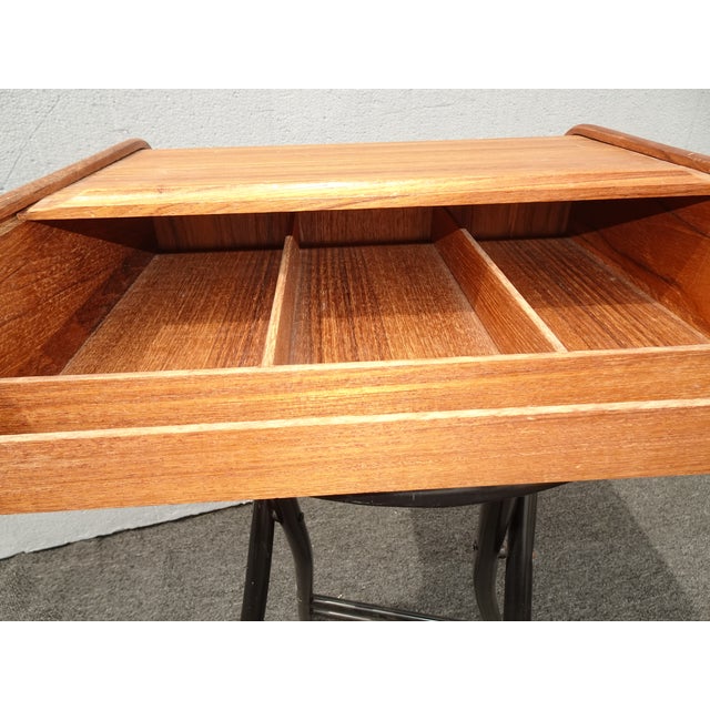 Vintage Mid Century Modern Table Top Filing W Tambour Sliding