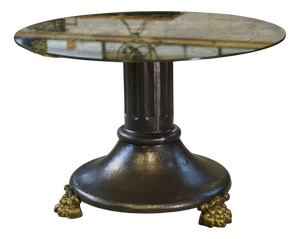 Neo-Classical Cast Iron and Verre Églomisé Coffee Table, 1940s