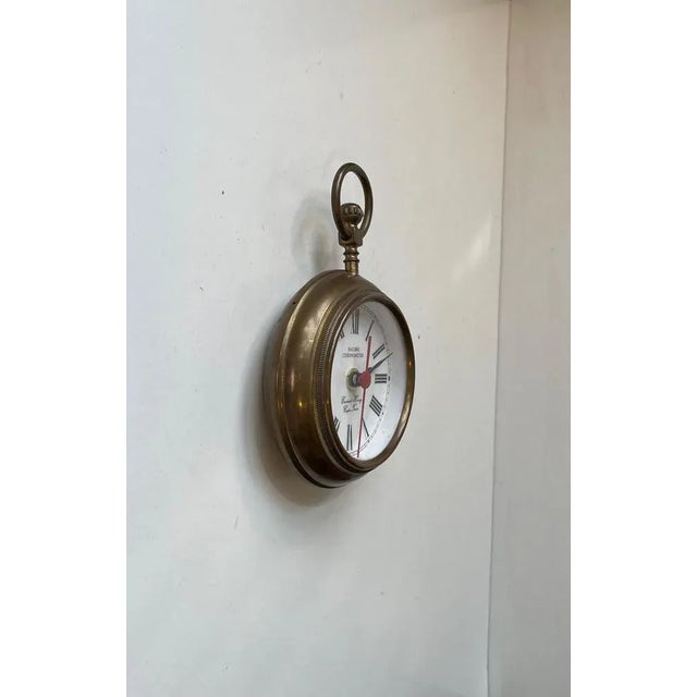 1970s Railway Chronometer Brass Jumbo Wall Clock, 1970s For Sale - Image 5 of 10