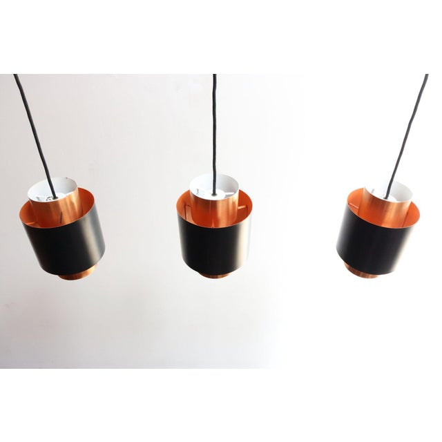 1960s Set of Three Danish Tunika Copper Pendant Lamps by Jo Hammerborg for Fog & Mørup For Sale - Image 5 of 12